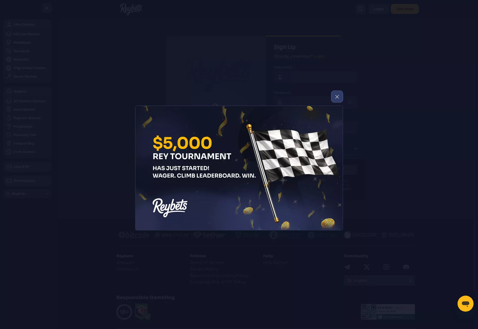 Desktop screen. Reybets Get 50% rakeback