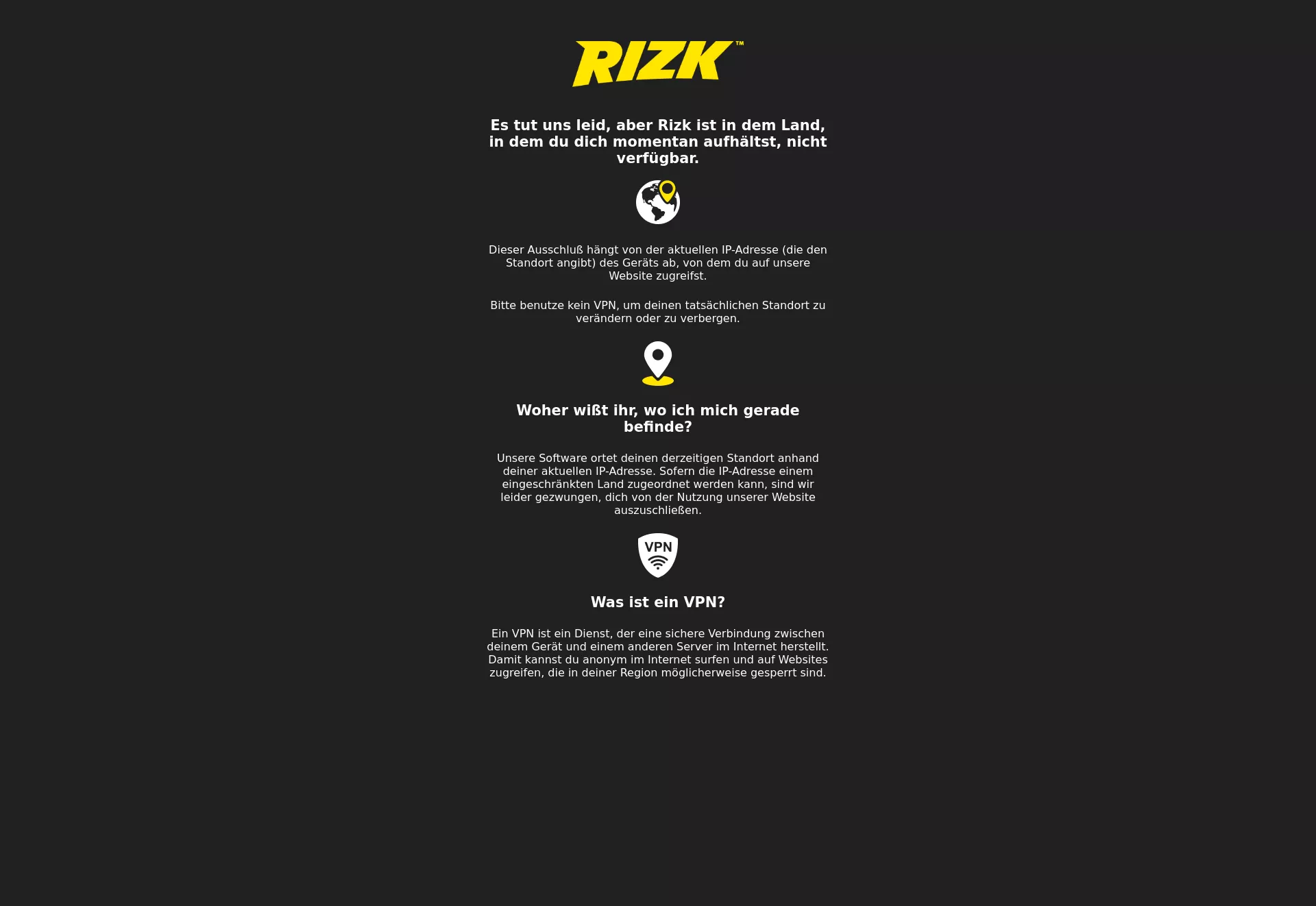Desktop screen. Rizk 100% up to $100 + 100 FS