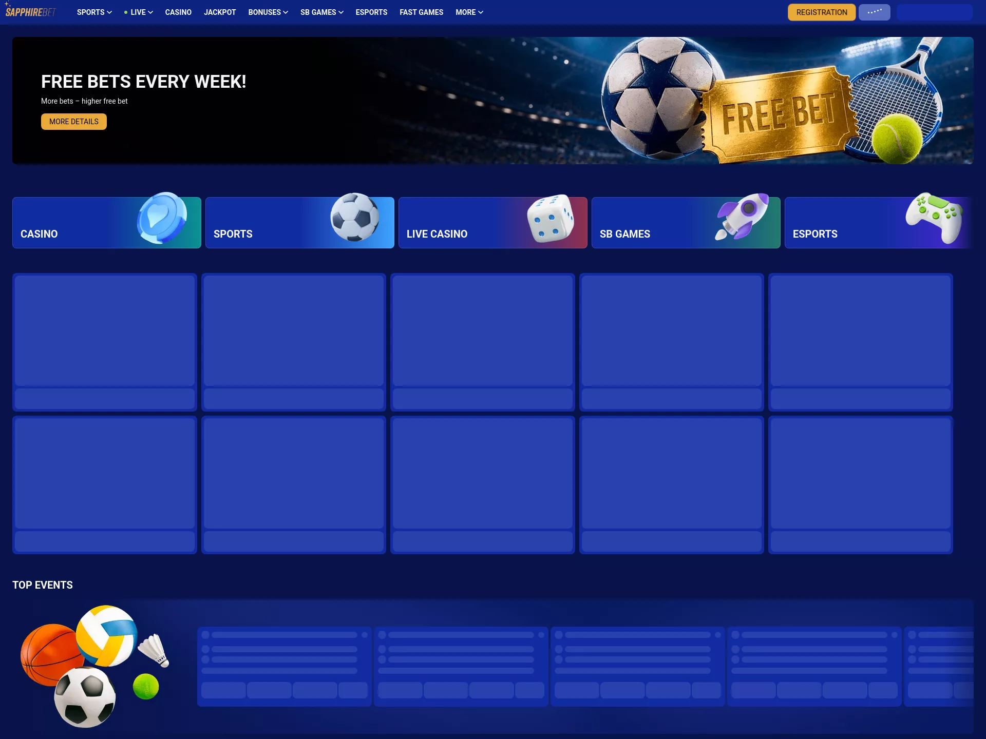 Desktop screen. SapphireBet Casino Up to $1500 + 170 FS