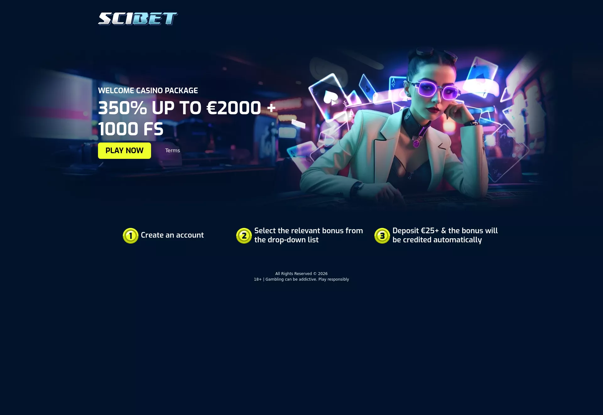 Desktop screen. Scibet Casino Up to $10000 + 1000 FS