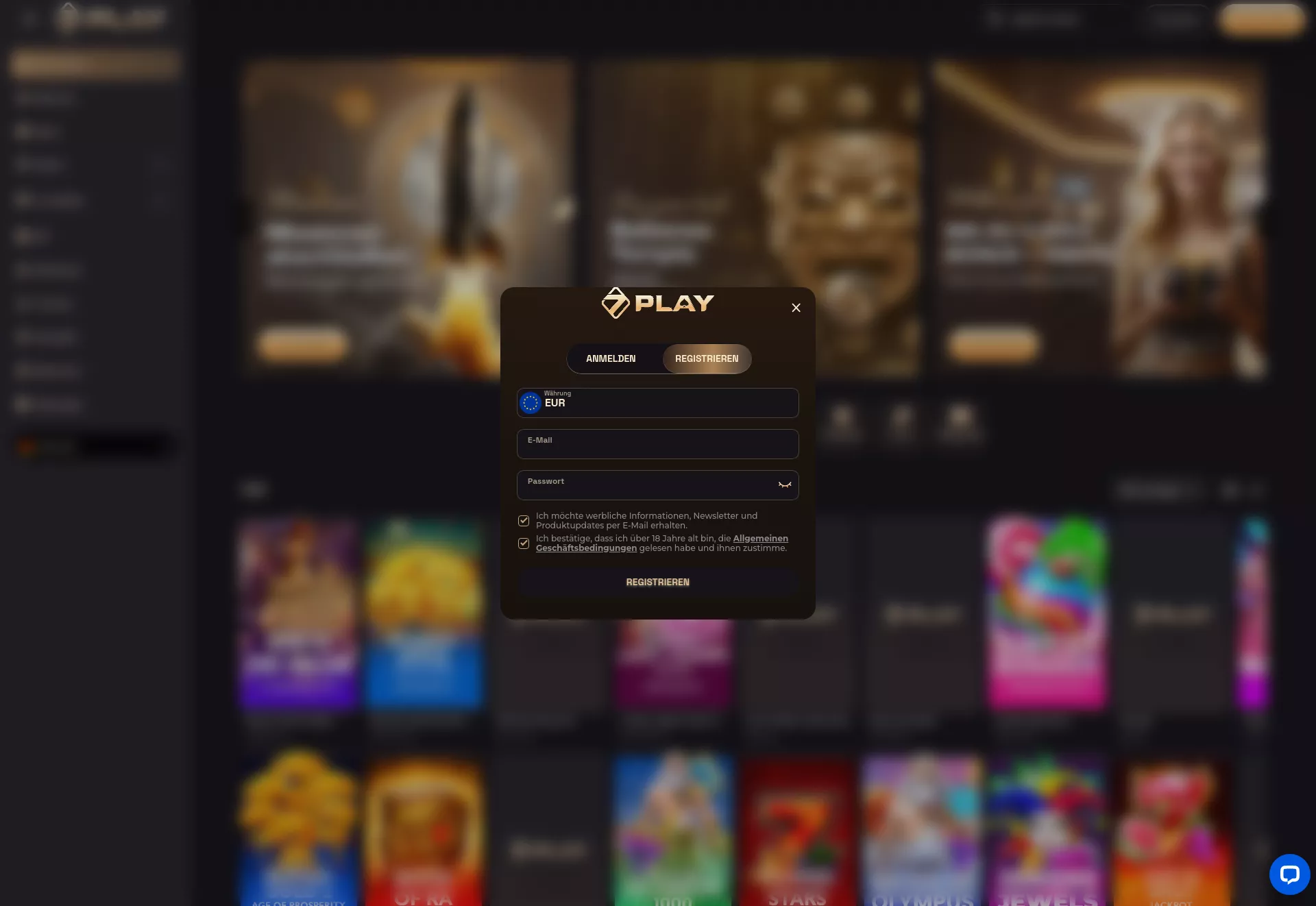 Desktop screen. Sevenplay 200% bis zu €1000 + 200 FS