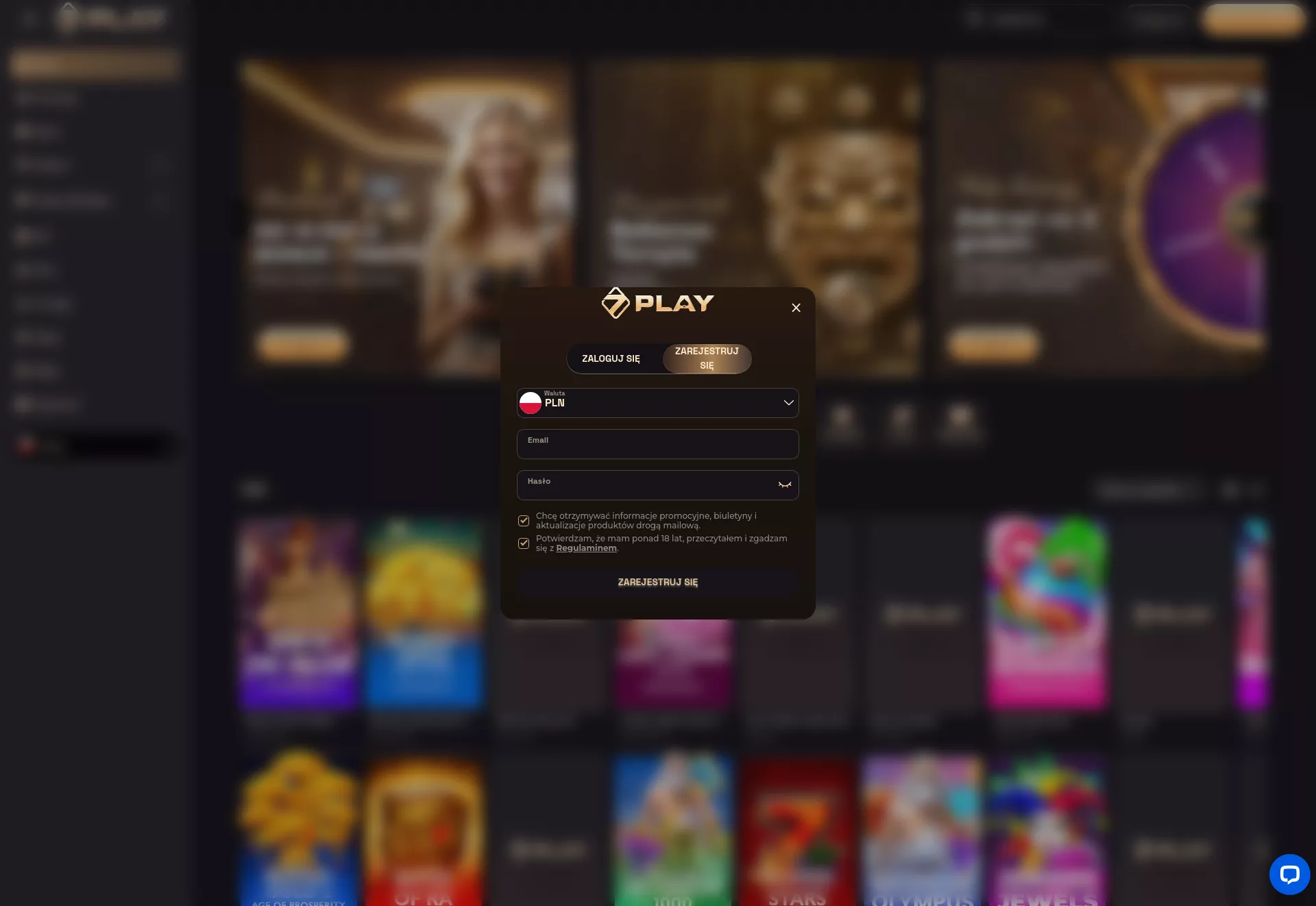 Desktop screen. Sevenplay Up to €4500 + 500 FS