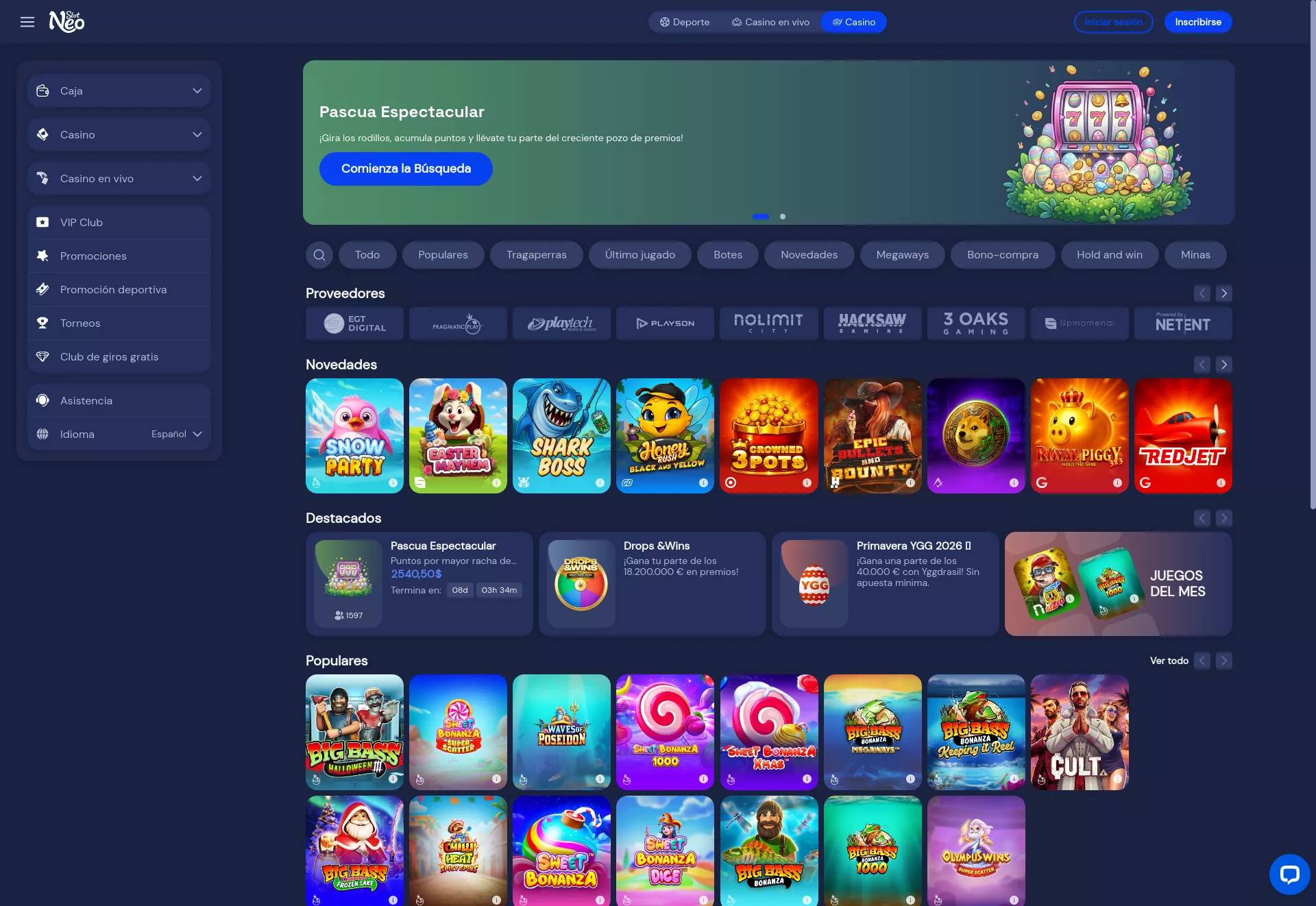 Desktop screen. SlotNeo Up to $1650 + 300 FS