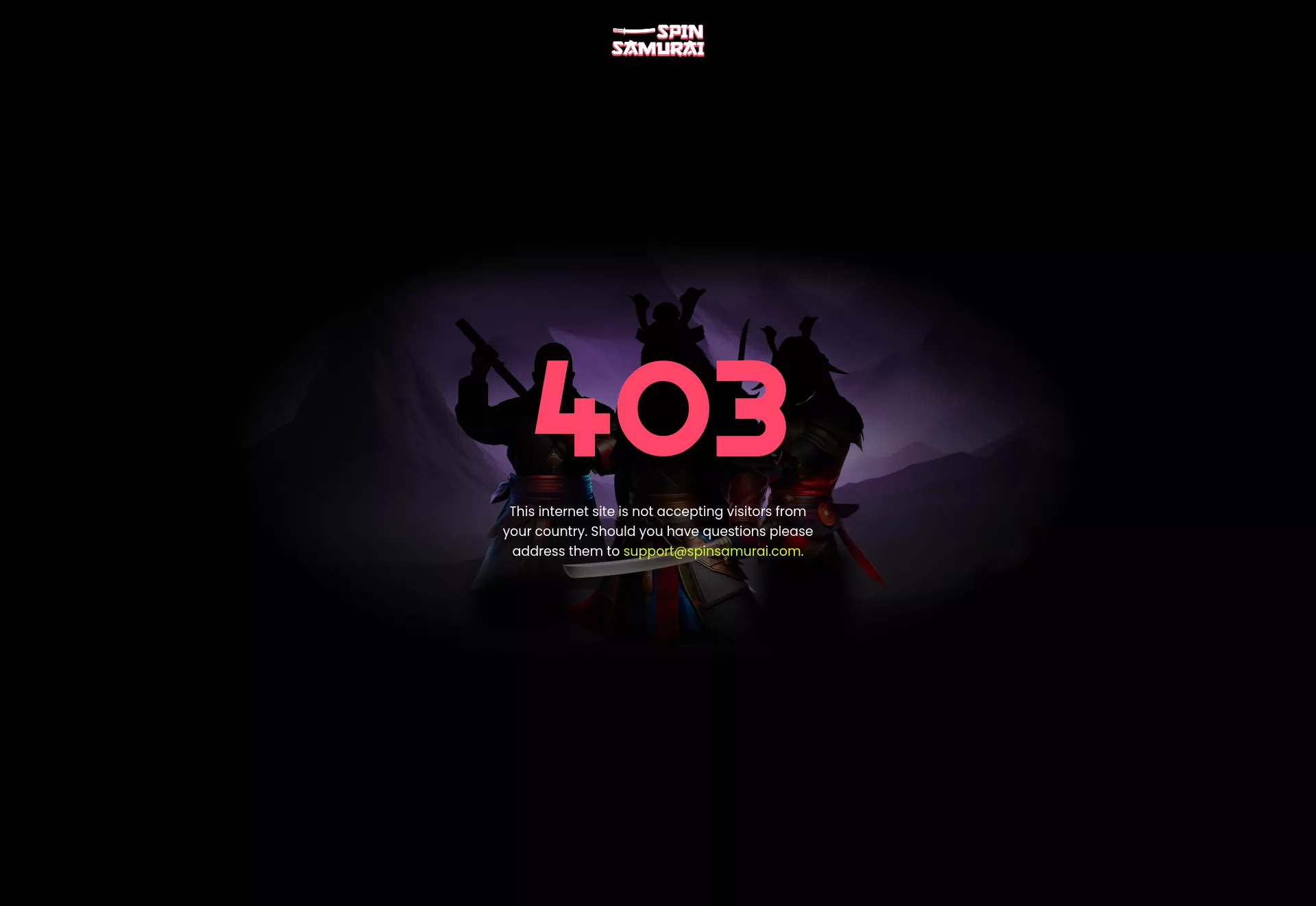 Desktop screen. Spin Samurai Up to zł16500 + 150 FS