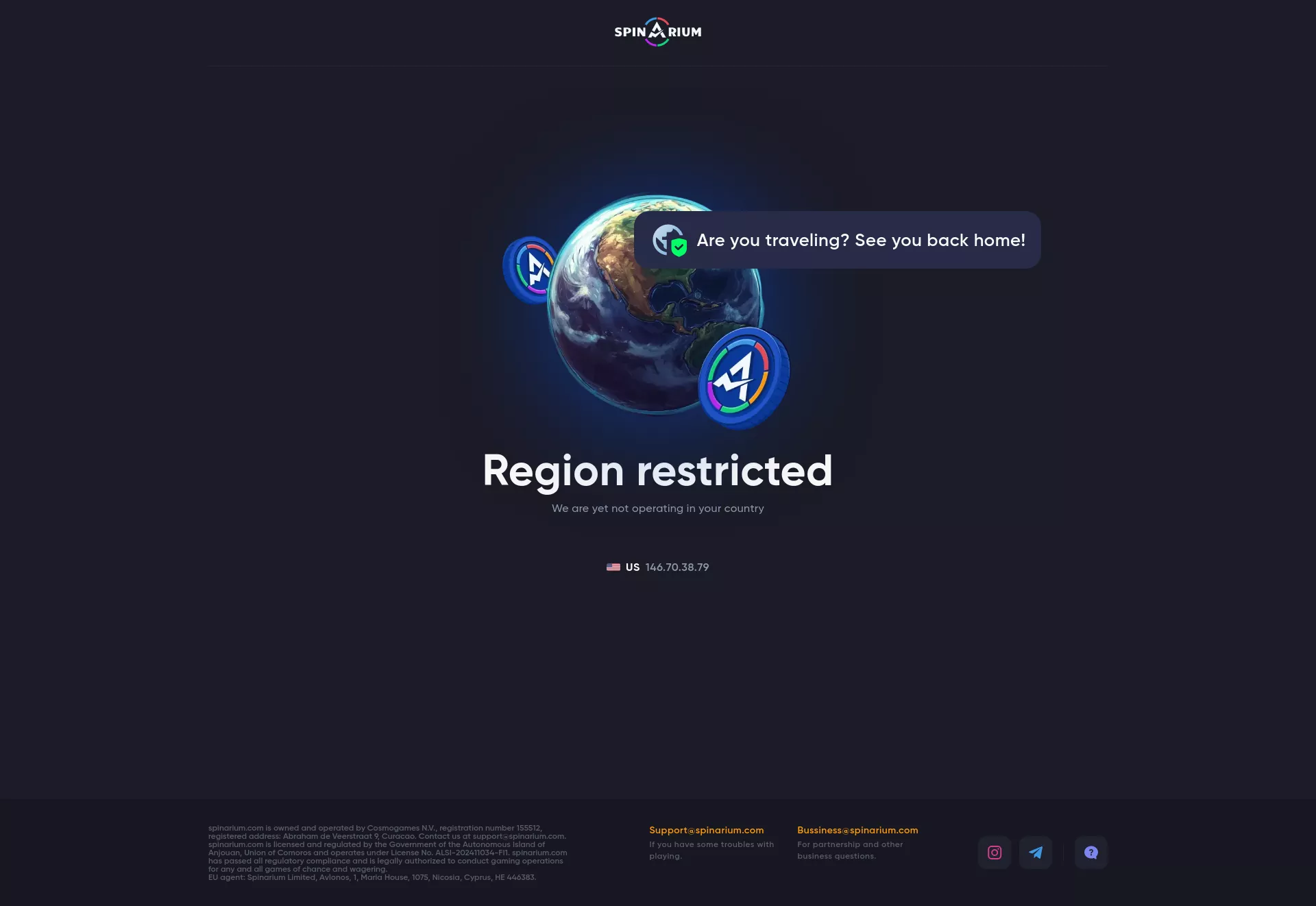 Desktop screen. Spinarium Casino Up to 100 Free Spins