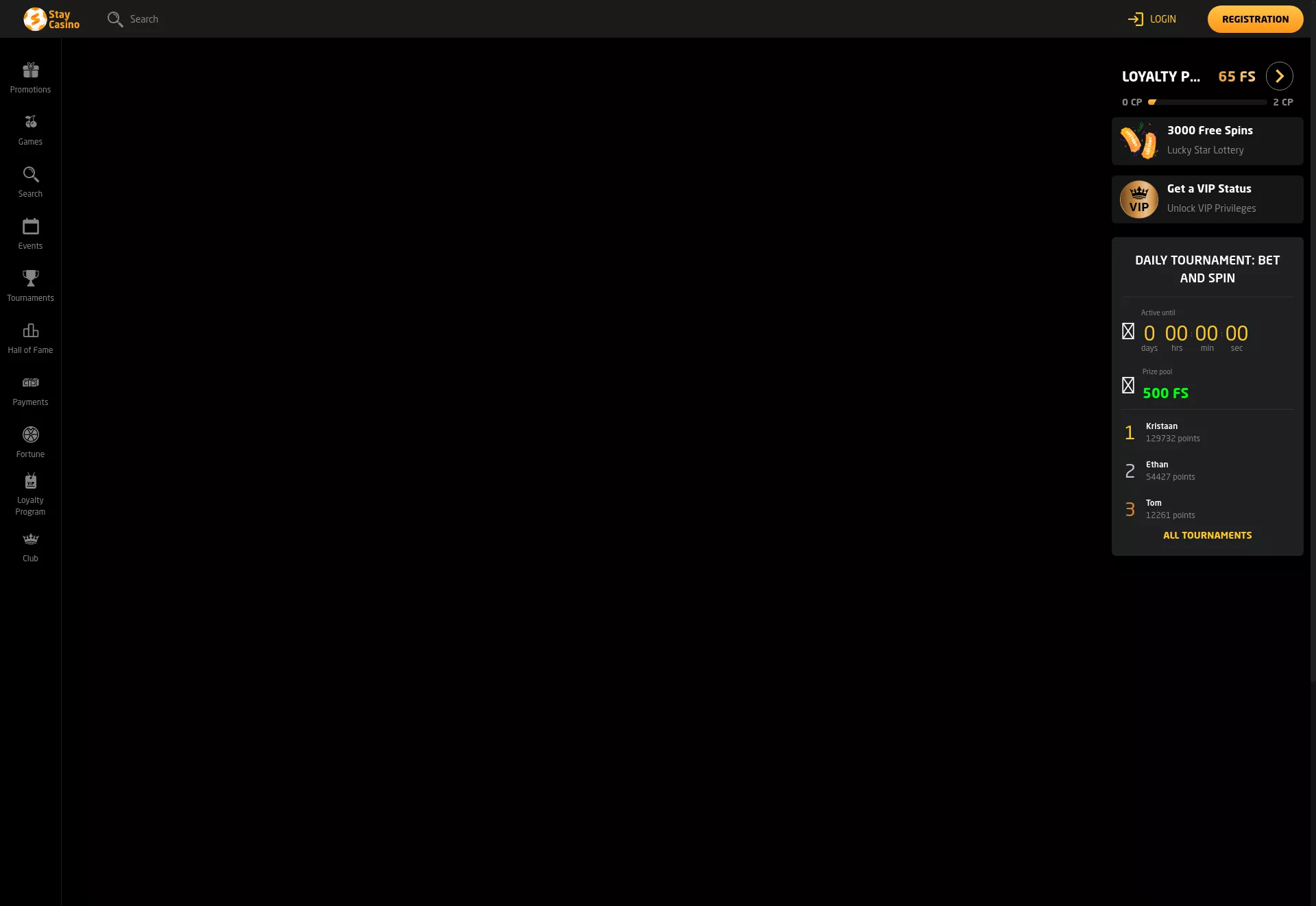 Desktop screen. StayCasino Up to $4000 + 350 FS