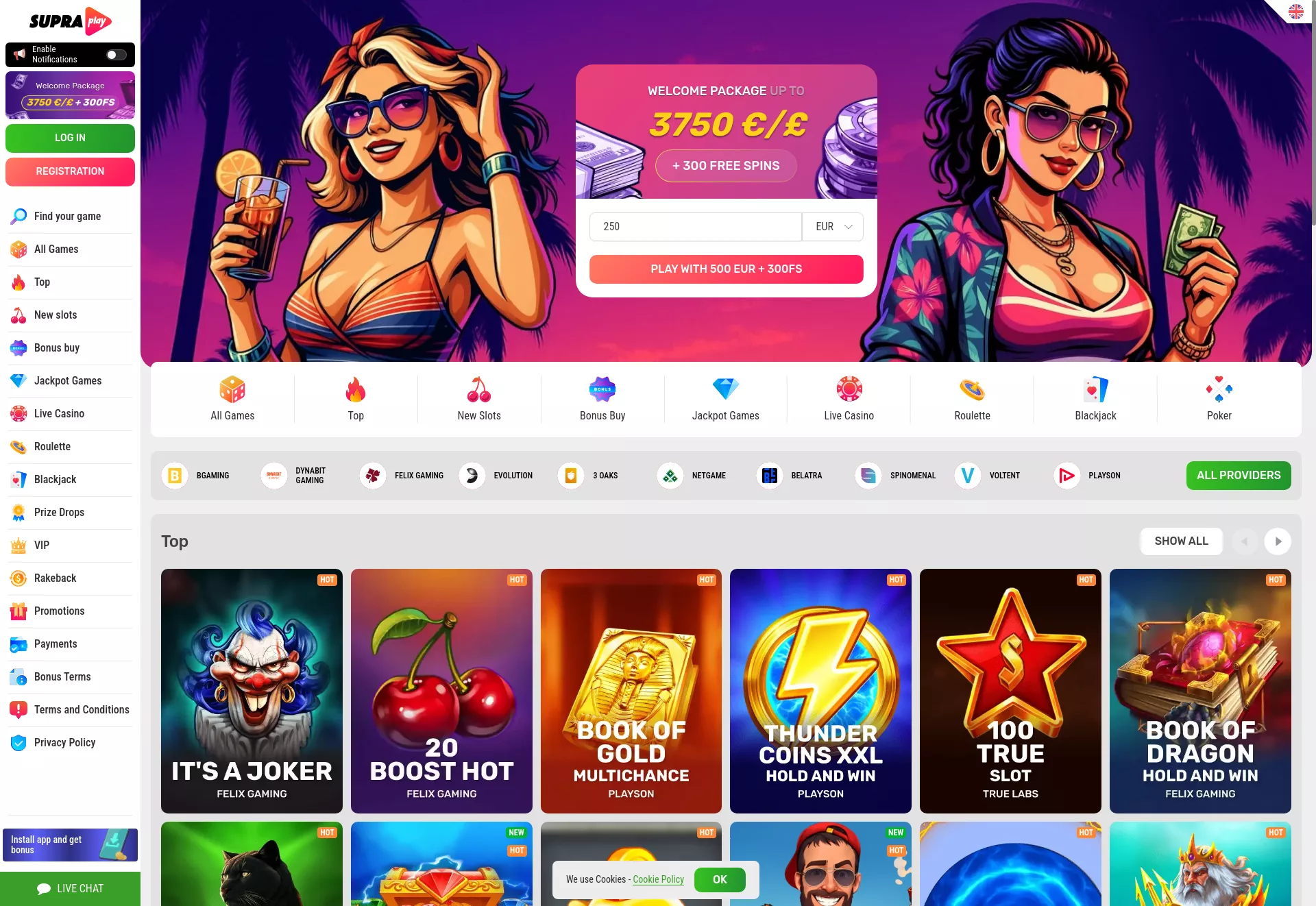 Desktop screen. Supraplay Up to $2000 + 310 FS