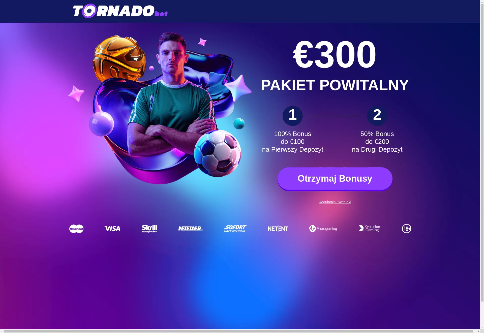 Desktop screen. Tornadobet Up to zł2500