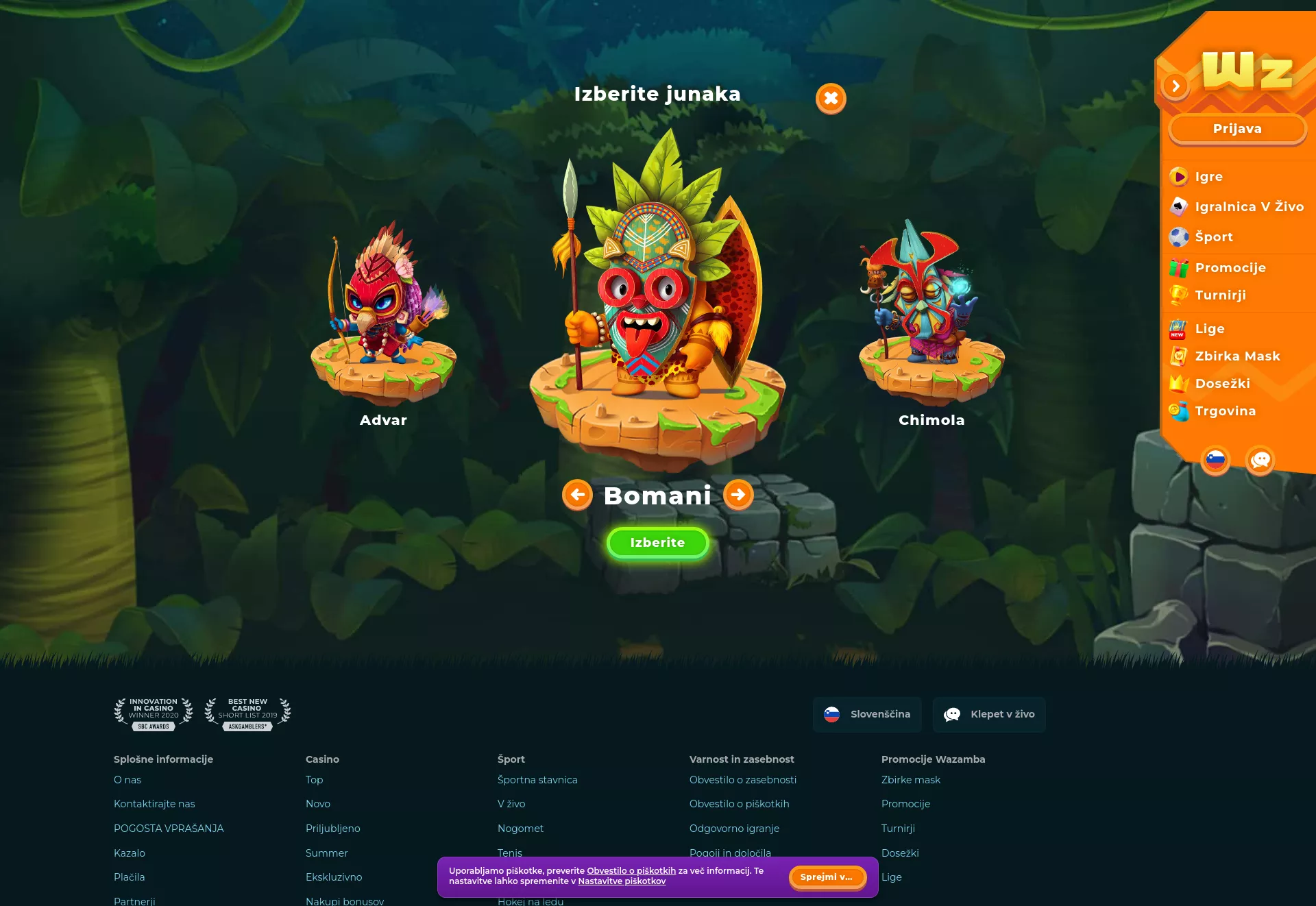 Desktop screen. Wazamba 100% up to €500 + 200 FS + 1 Bonus Crab