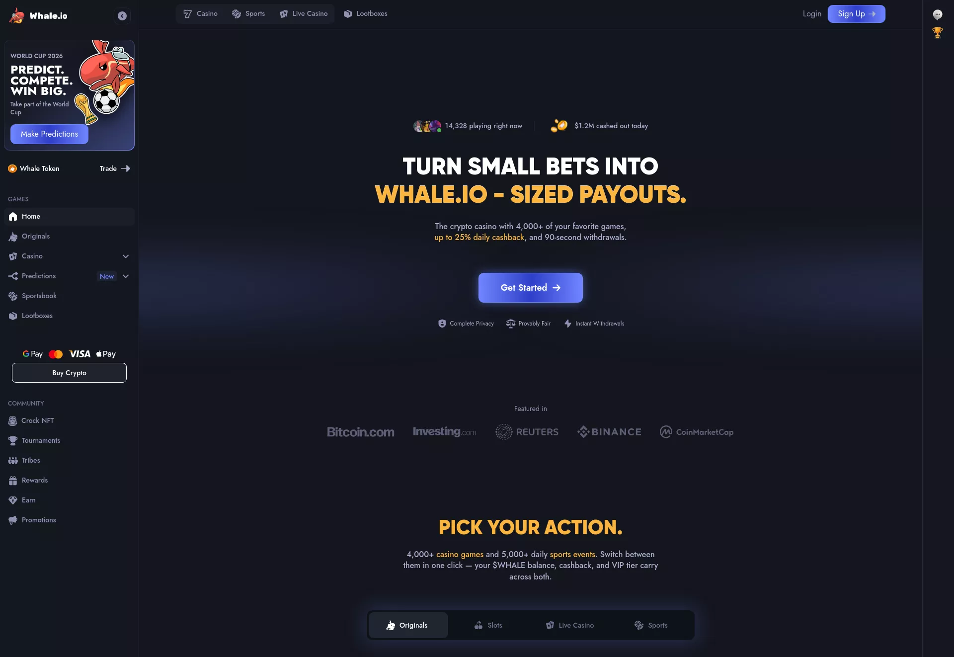 Desktop screen. Whale.io Up to 22% Cashback