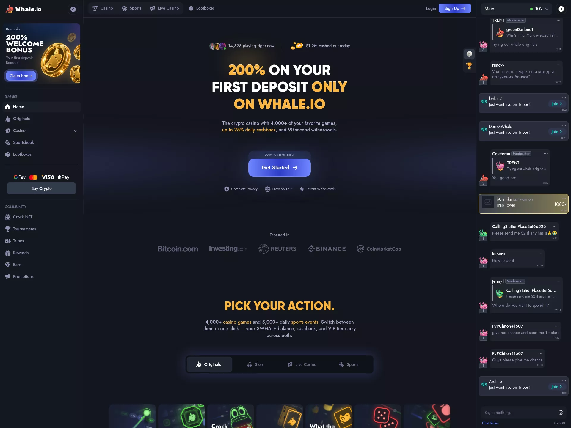 Desktop screen. Whale.io Kadar 22% Cashback