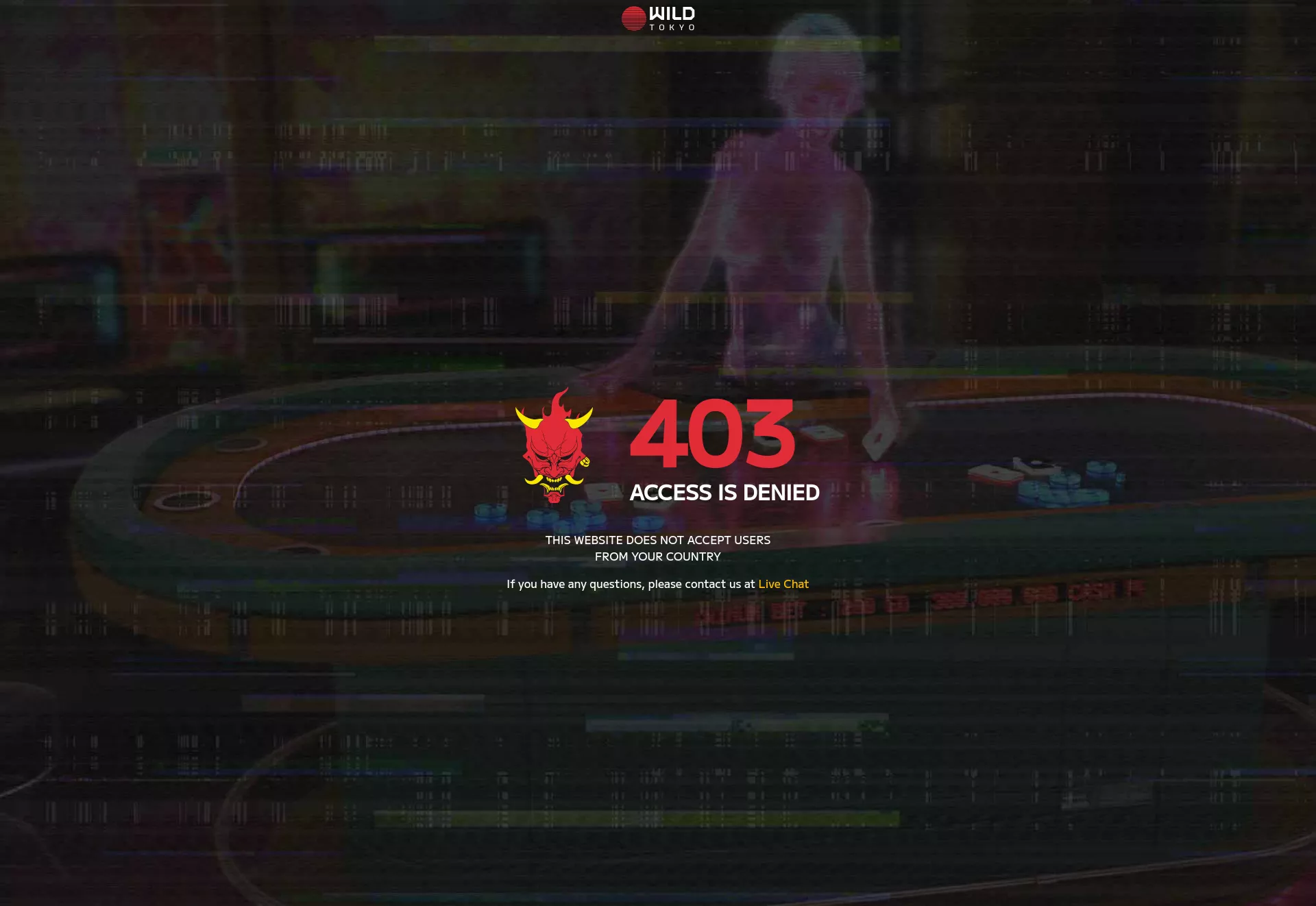 Desktop screen. Wild Tokyo Up to $1800 + 550 FS