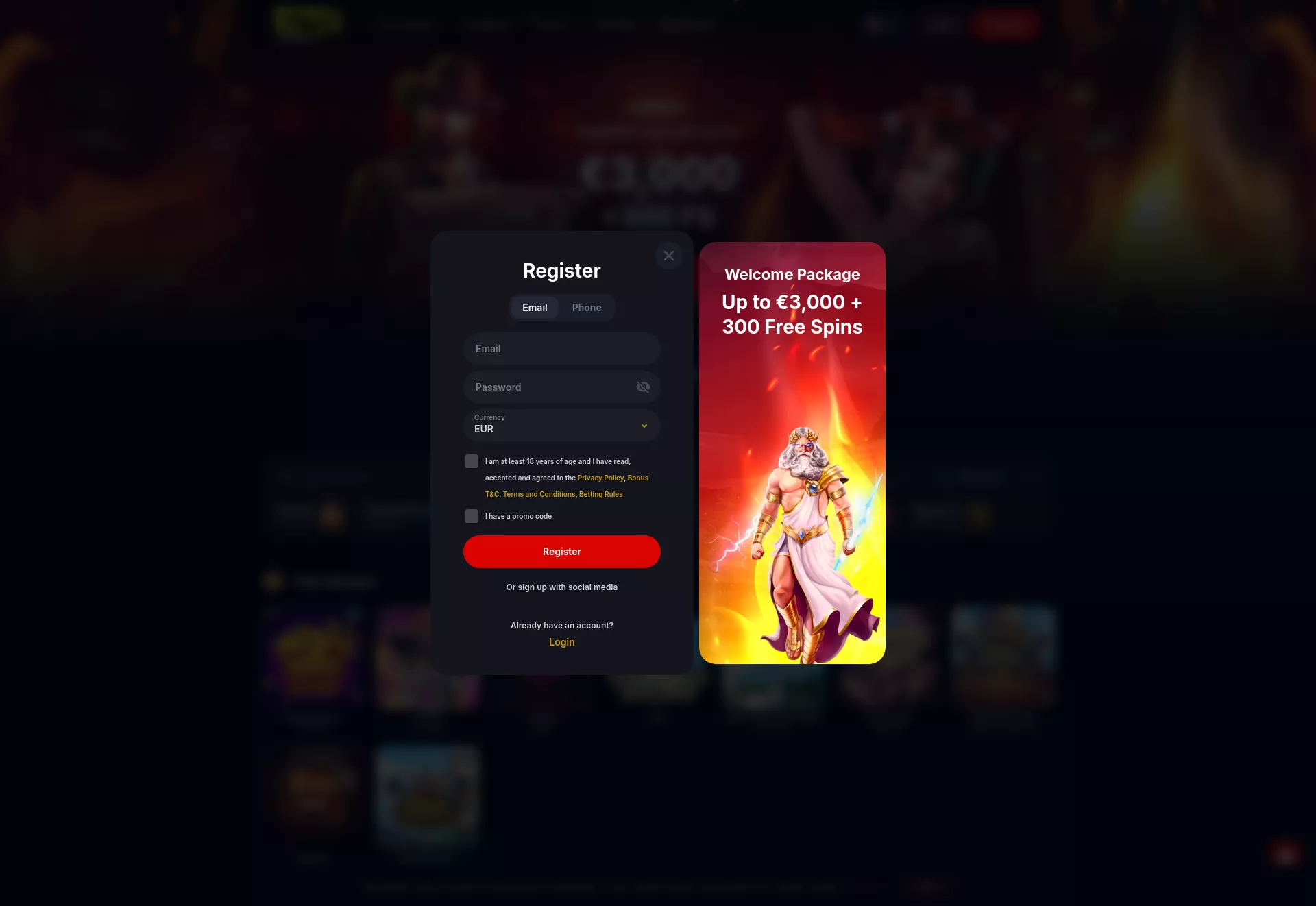 Desktop screen. Yep Casino Get 80 FS