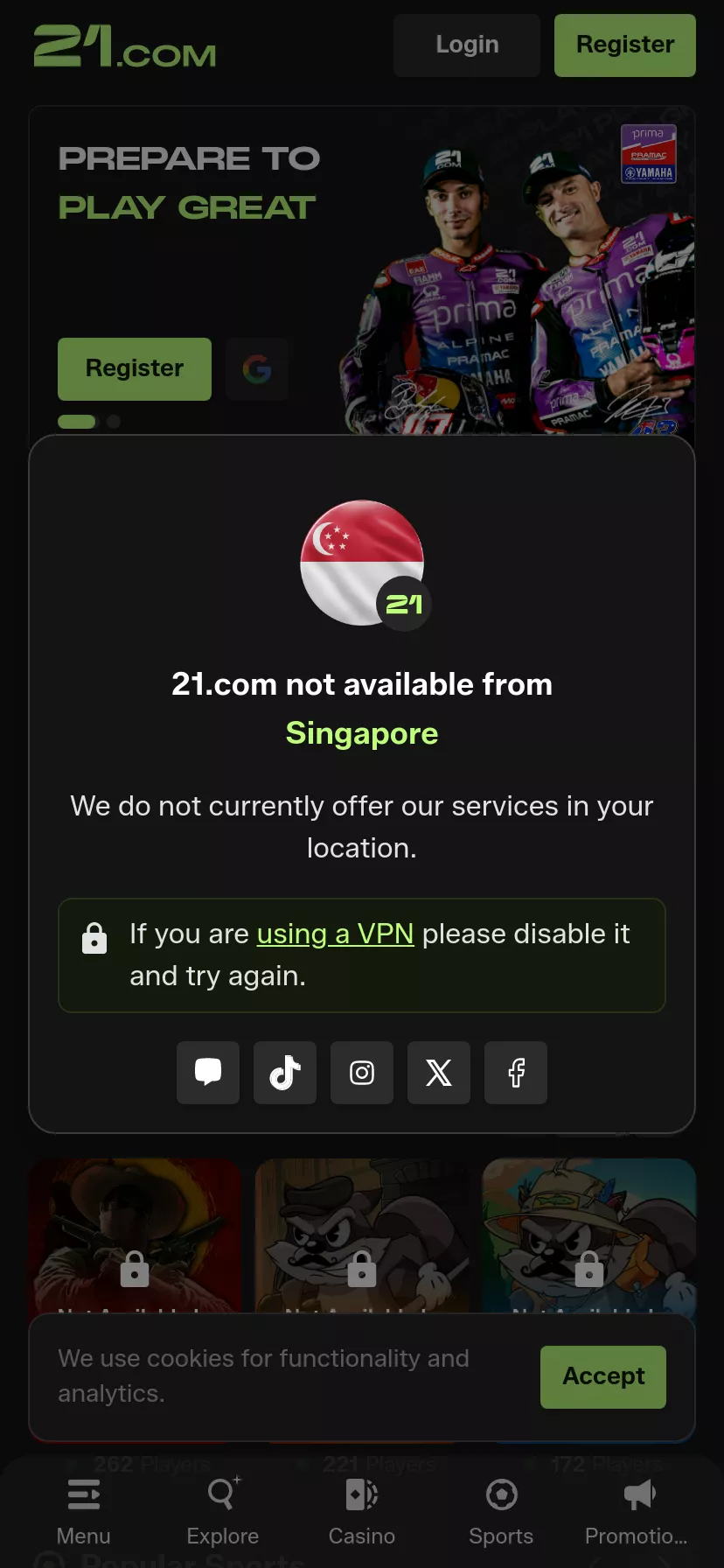 Mobile screen. 21.com Up to $7000 + 130 FS