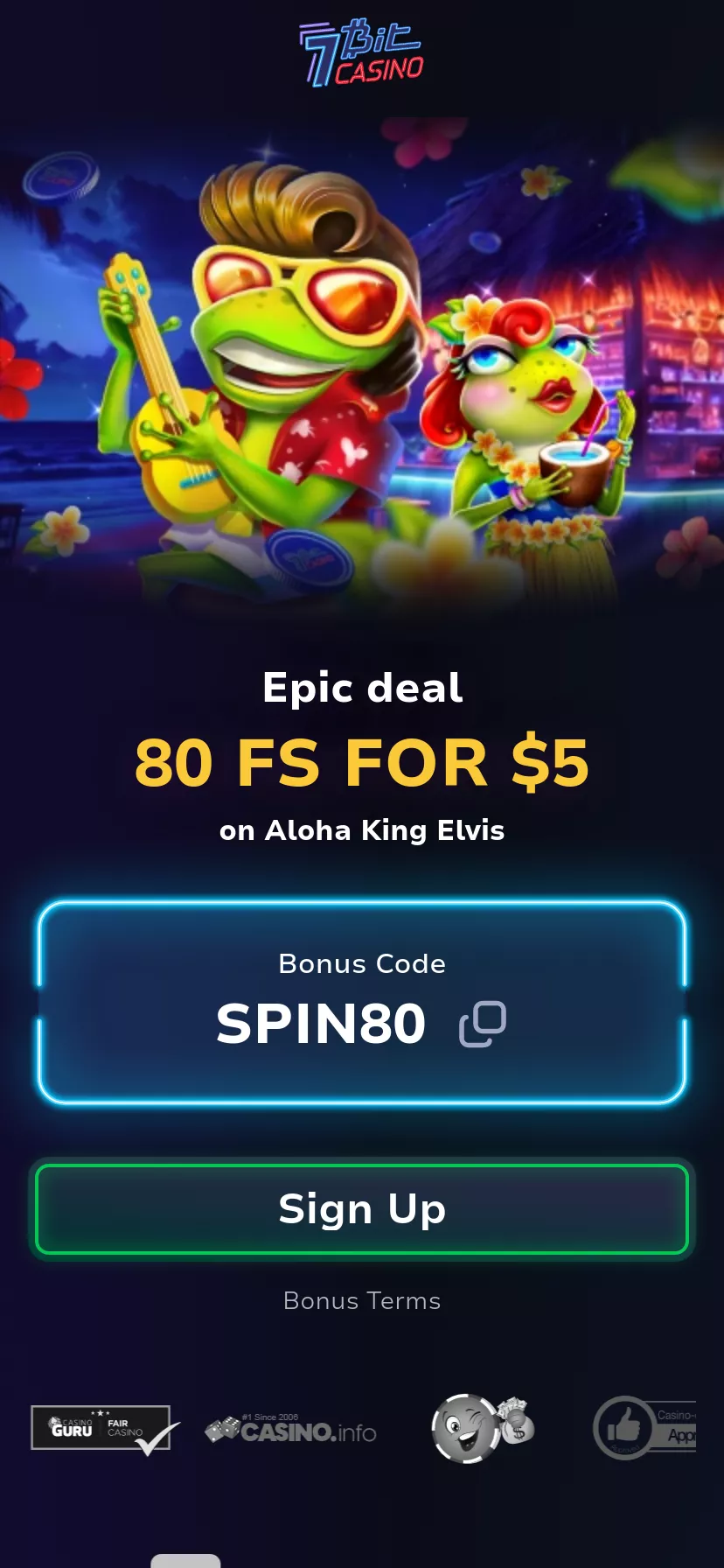 Mobile screen. 7Bit Casino Get 80 Free Spins