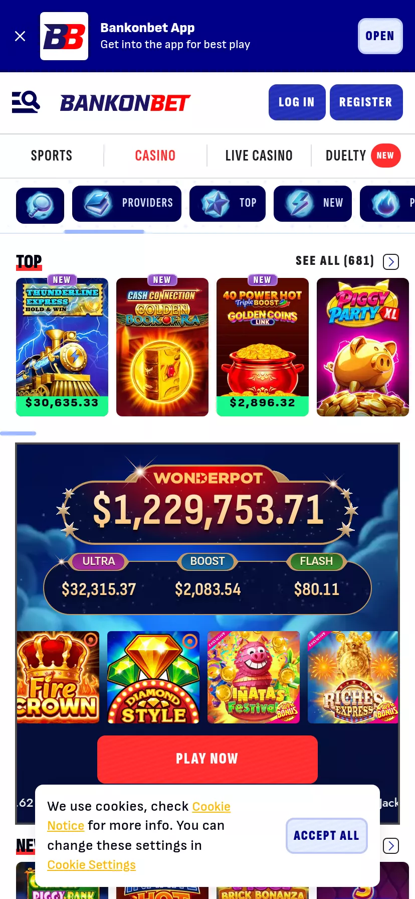 Mobile screen. BankonBet 100% up to $500 + 200 FS + 1 Bonus Crab