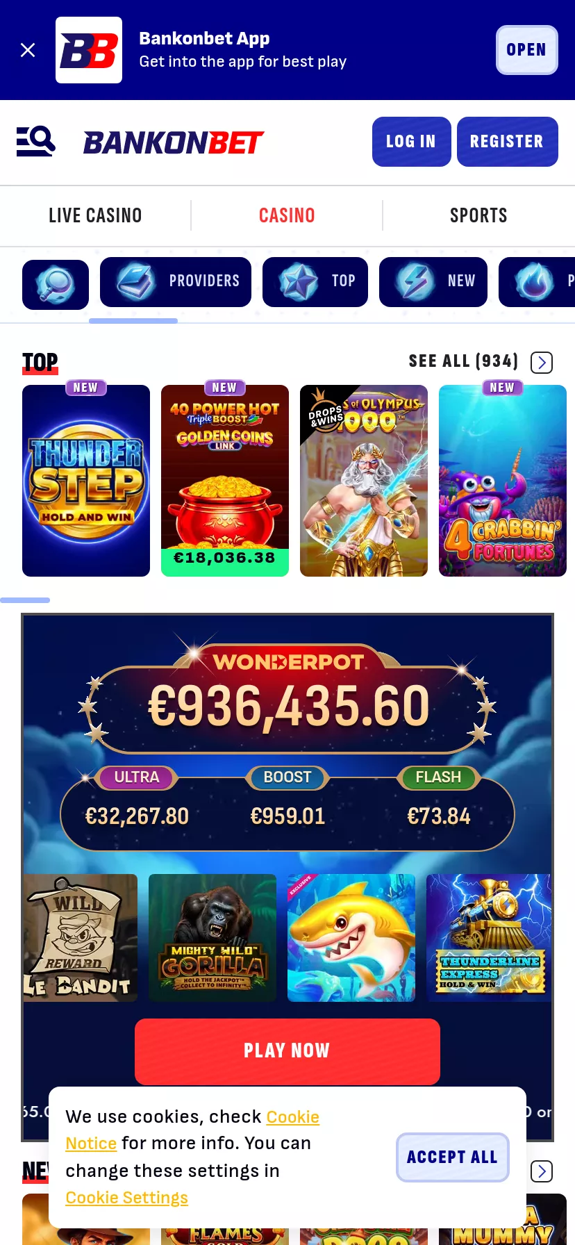 Mobile screen. BankonBet 100% bis zu €500 + 200 FS + 1 Bonus Crab