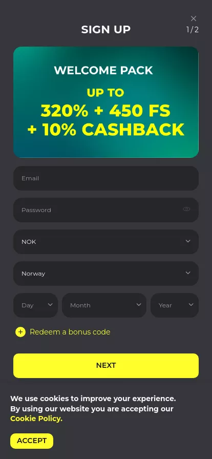 Mobile screen. BetPrimeiro Up to €12000 + 650 FS + 10% Cashback