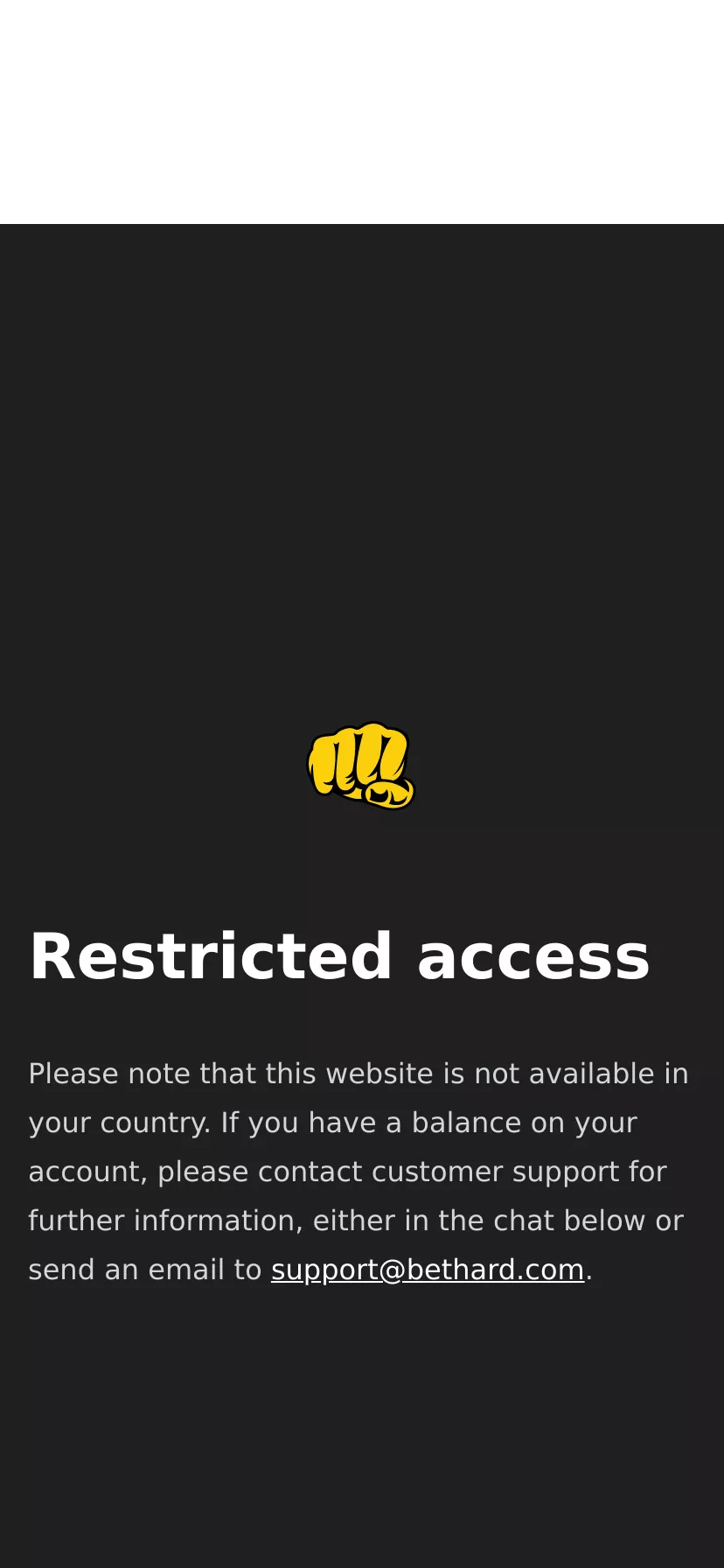 Mobile screen. Bethard Casino 100% up to $50 + 20 FS