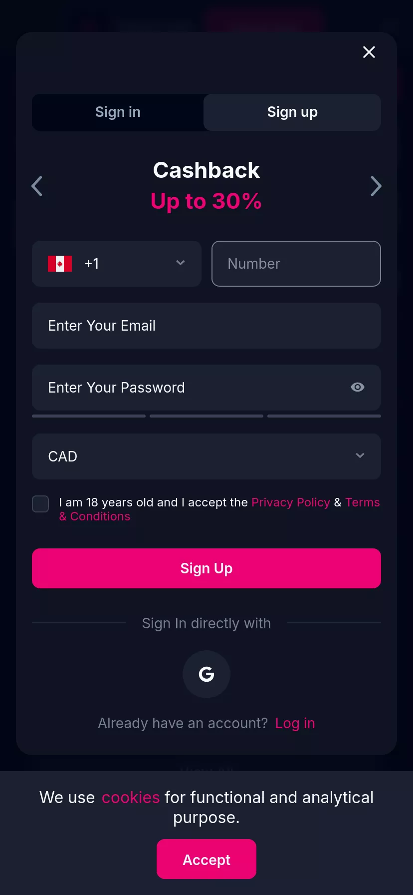Mobile screen. Betsio.com Up to C$17250 + 225 FS