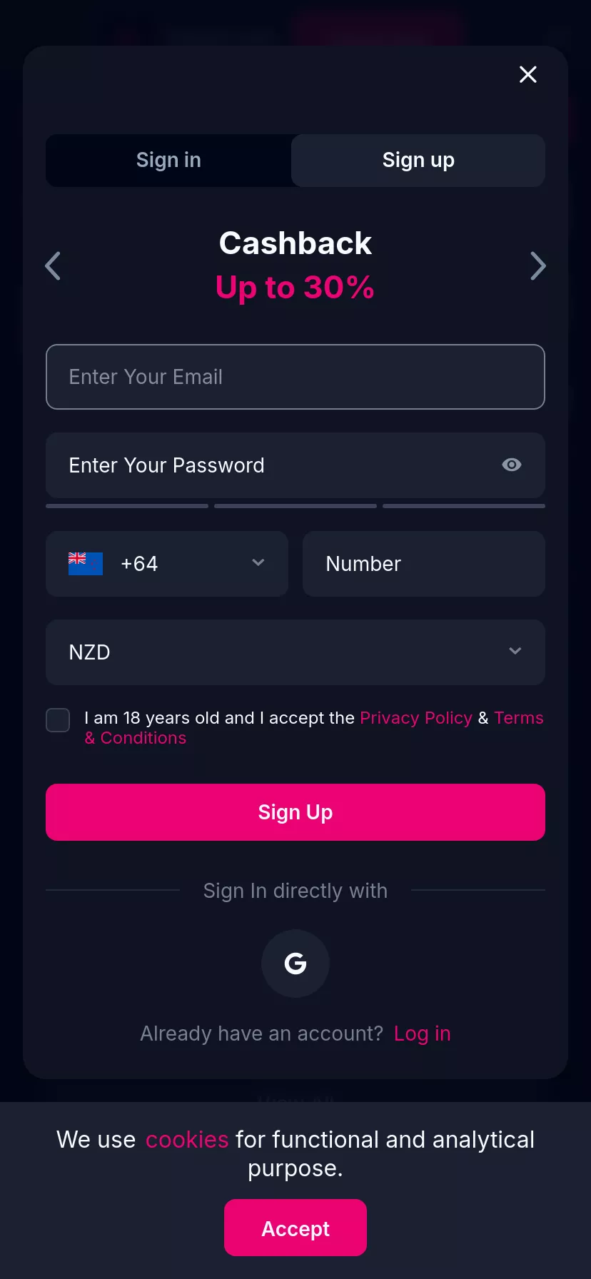 Mobile screen. Betsio.com Up to NZ$17250 + 225 FS