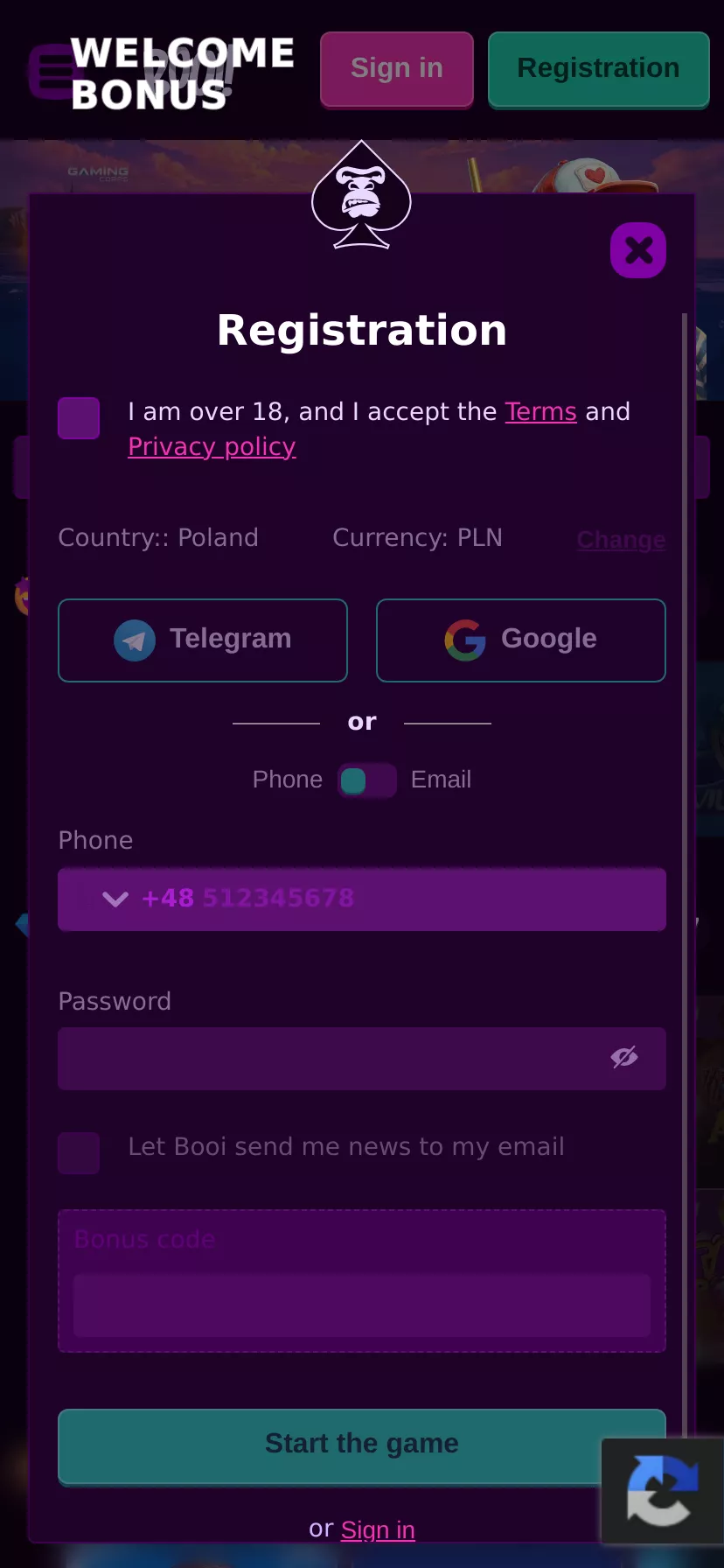 Mobile screen. Booi Get $5