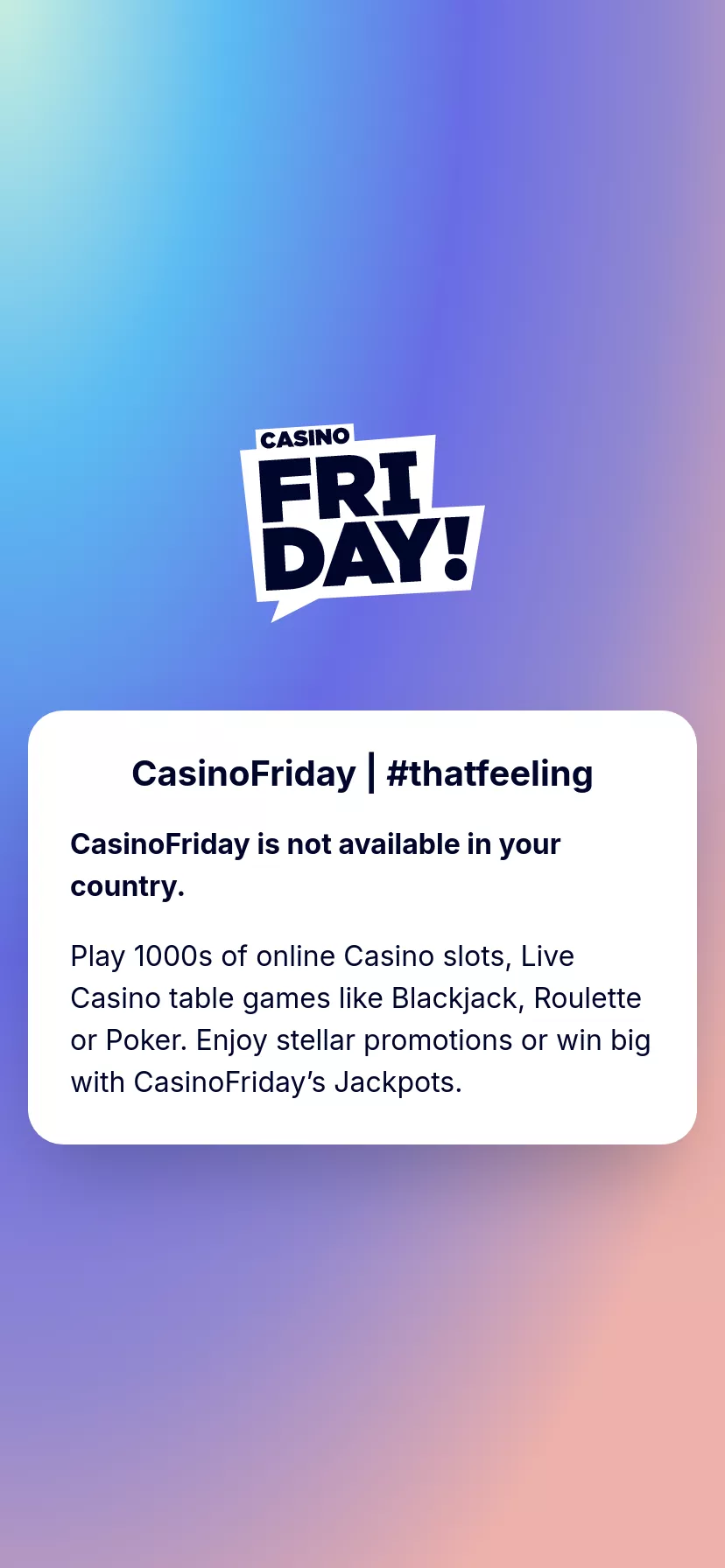 Mobile screen. Casino Friday 100% up to $200 + 200 FS