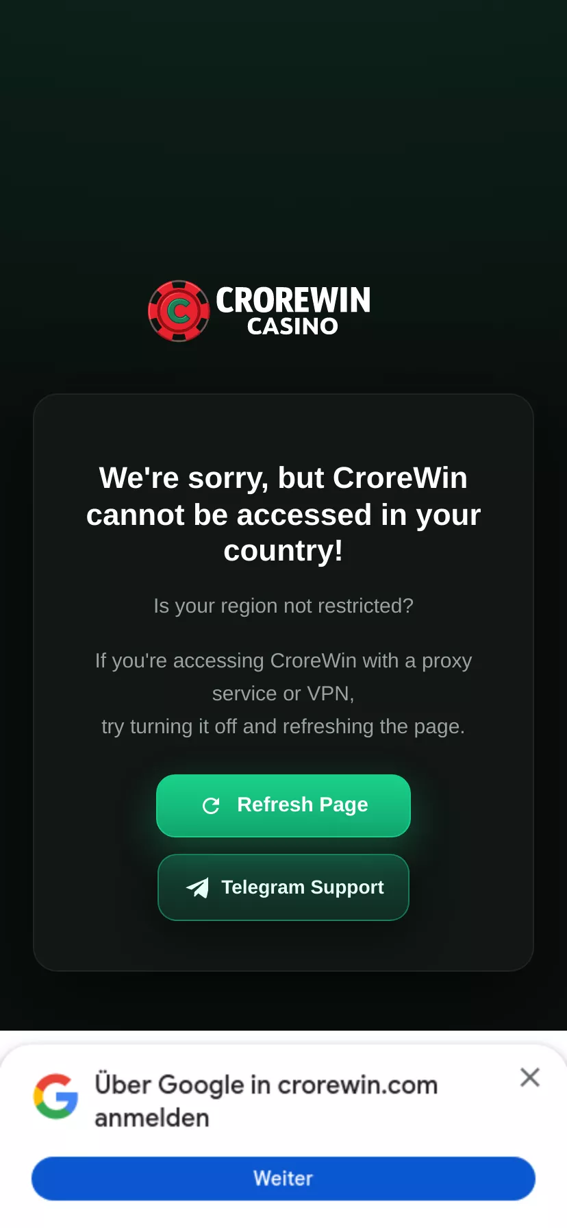 Mobile screen. CroreWin 100% up to ৳850 + 250 FS