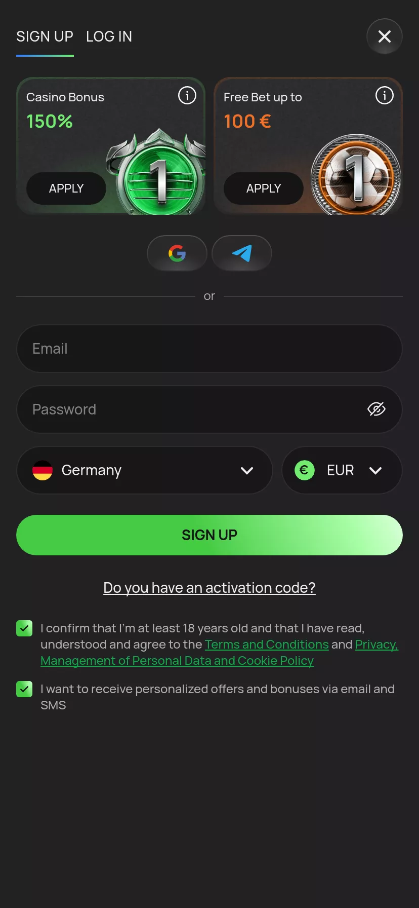 Mobile screen. FLAGMAN 150% up to $600