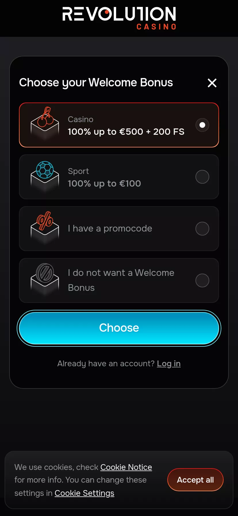 Mobile screen. GodOfCasino Up to $1000 + 300 FS