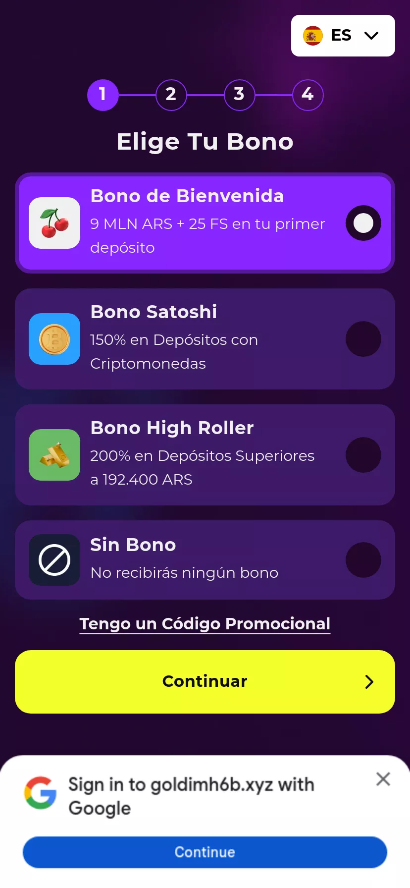 Mobile screen. Goldbet Casino Up to $10000