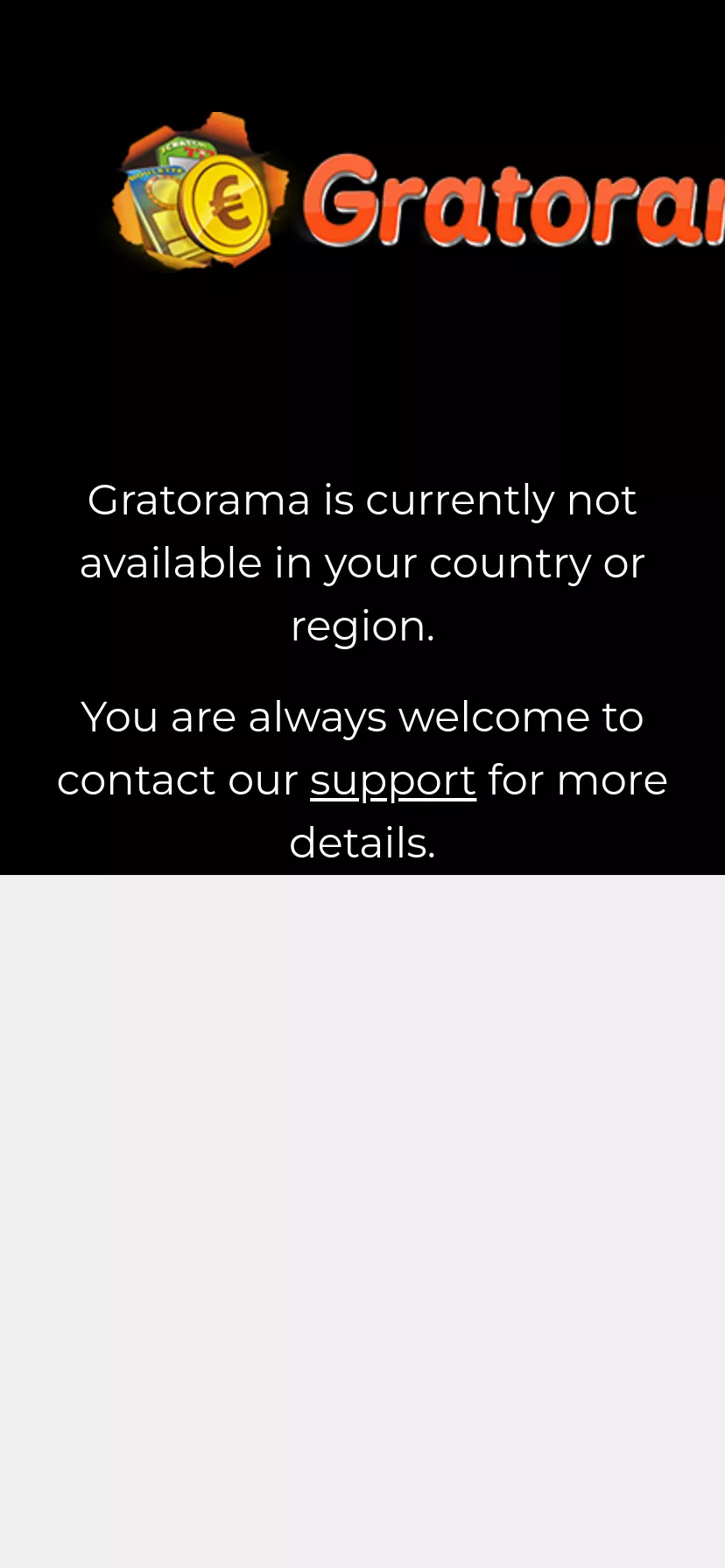 Mobile screen. Gratorama 100% up to €200