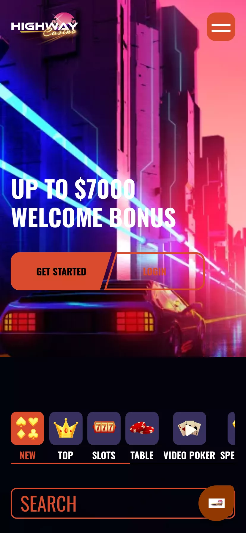 Mobile screen. Highway Casino Up to 100 FS