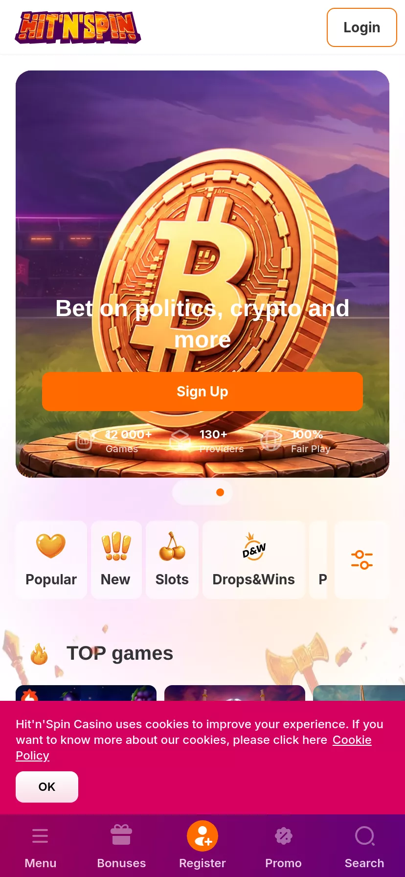 Mobile screen. HitNSpin Casino Up to $700 + 175 FS