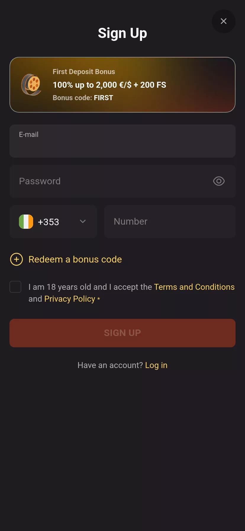Mobile screen. Hollywin Up to €15000 + 350 FS