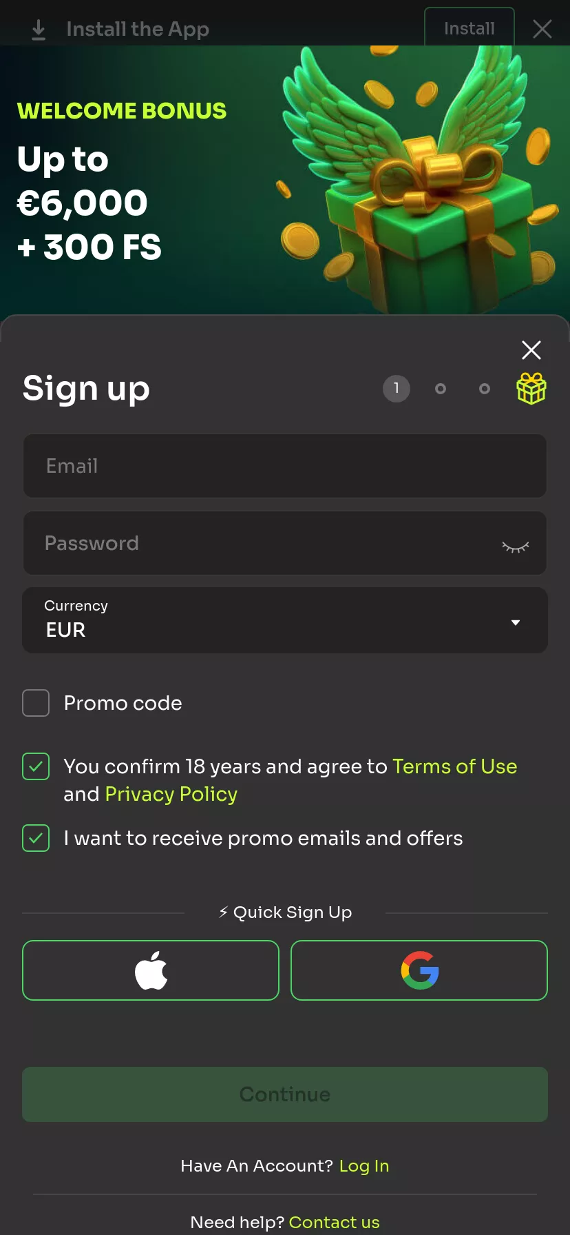 Mobile screen. HolyLuck 125% up to $3000 + 125 FS