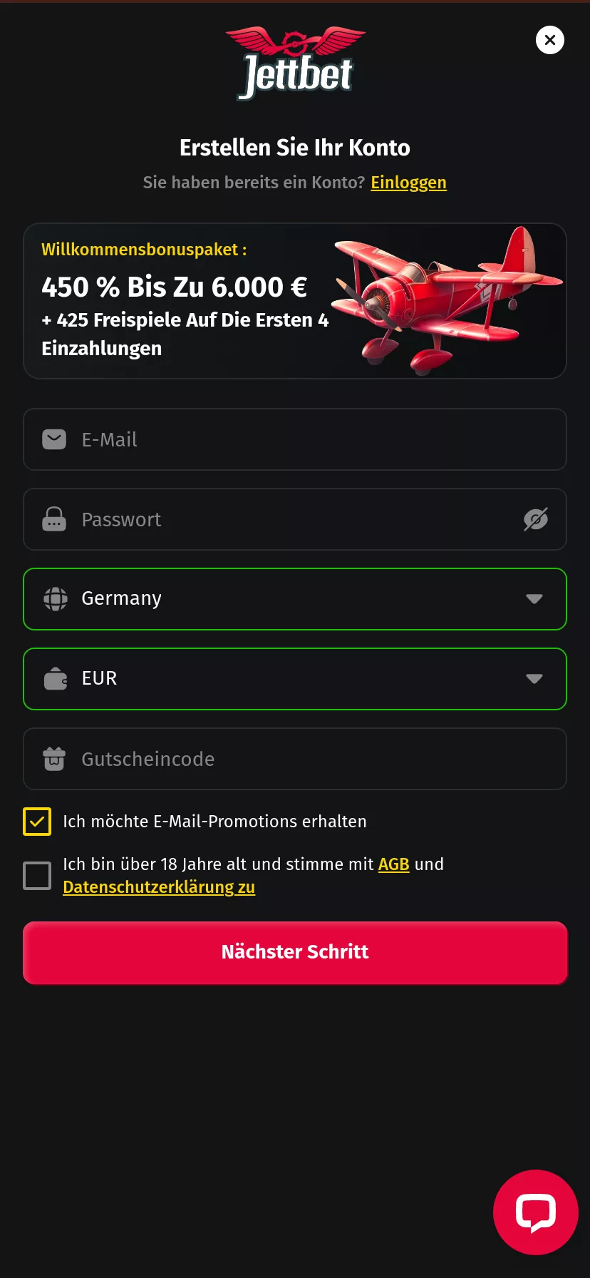Mobile screen. JettBet Casino Up to zł16000 + 325 FS