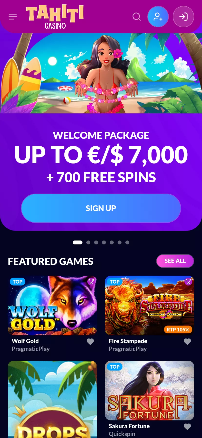 Mobile screen. Kahuna Casino Up to $4000 + 200 FS