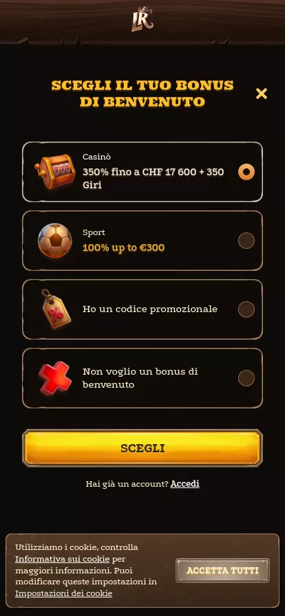 Mobile screen. Lizaro Bis zu Fr3300 + 350 FS + 1 Bonus Crab