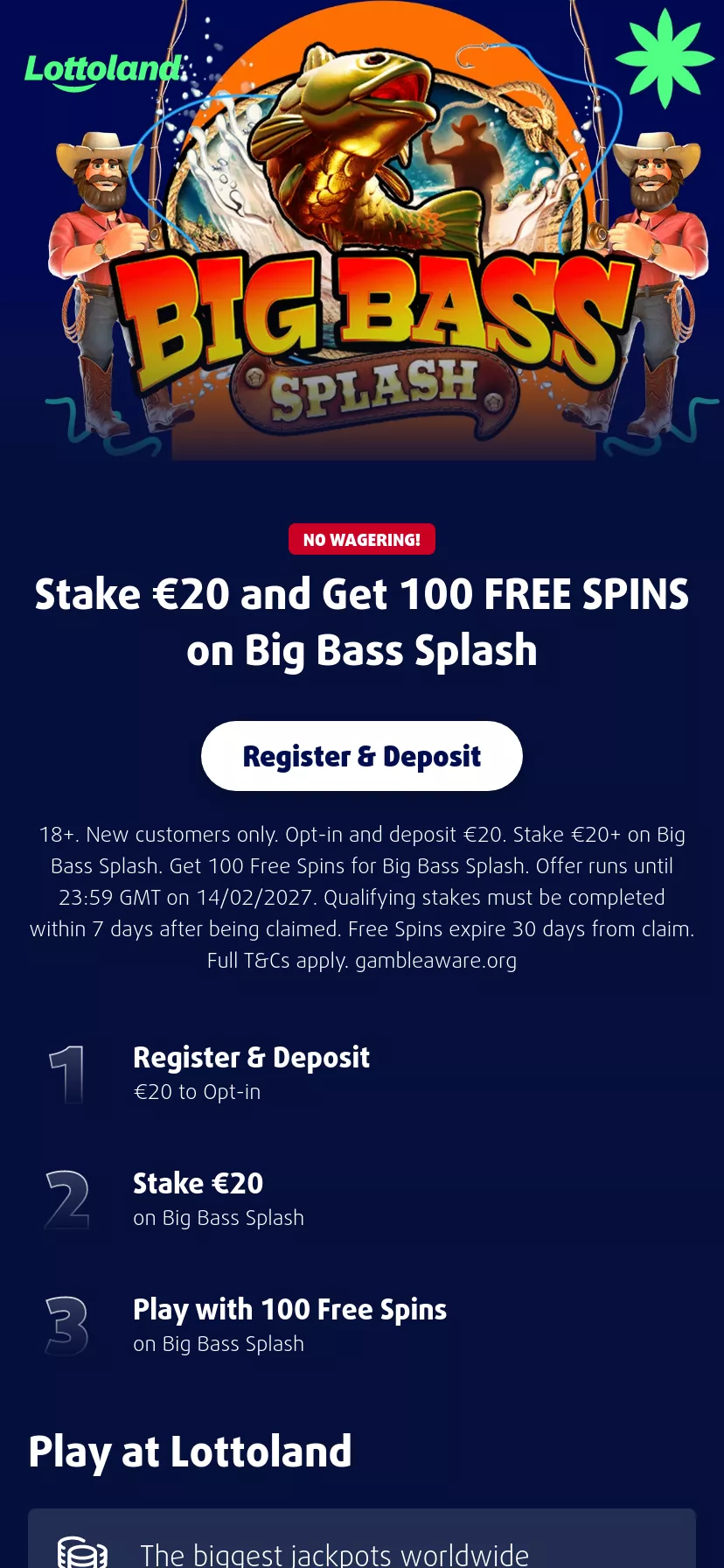 Mobile screen. Lottoland 100% up to €1000