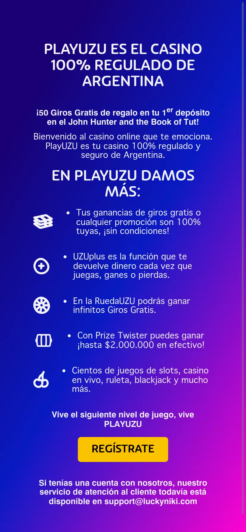 Mobile screen. Lucky Niki 100% up to $100 + 100 FS