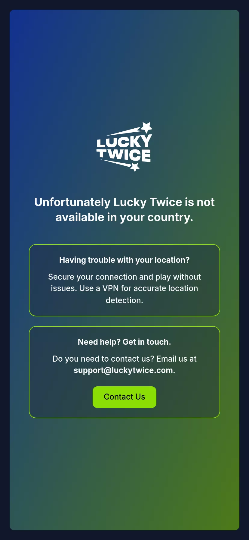 Mobile screen. LuckyTwice Up to $11000 + 500 FS