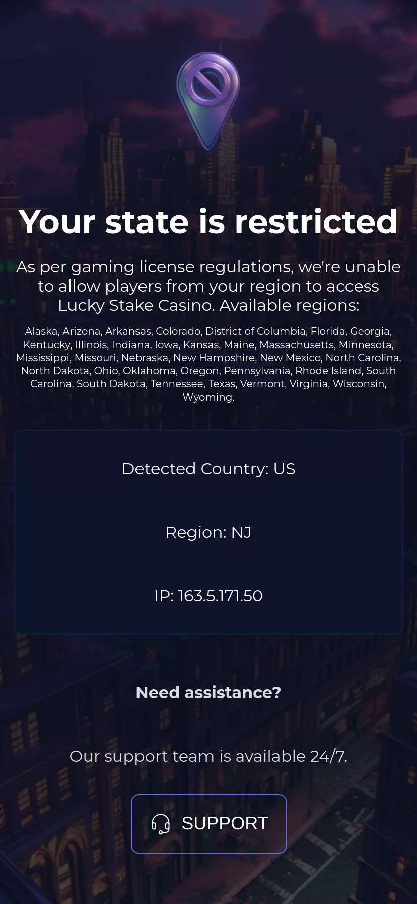 Mobile screen. Luckystake Play on casino