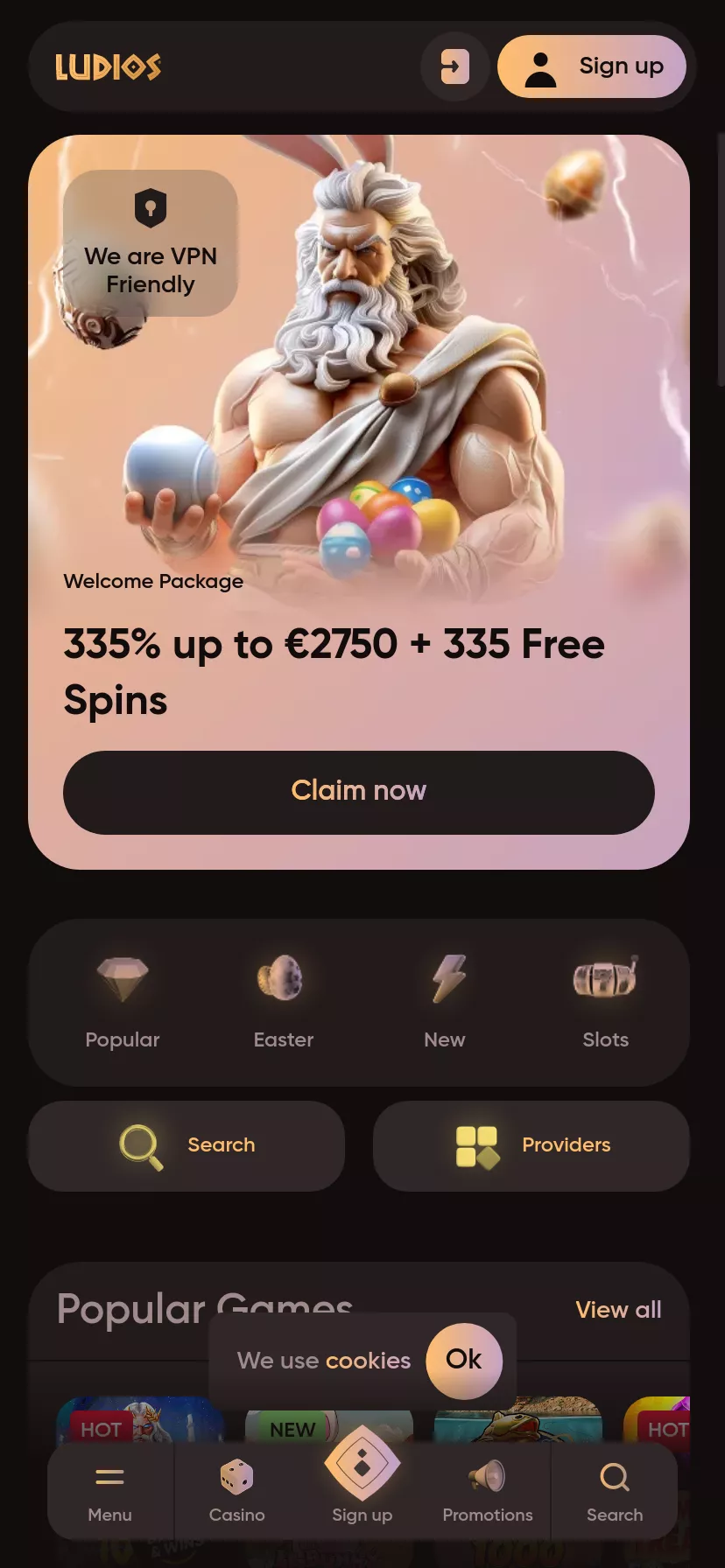 Mobile screen. Ludios Cashback 20% up to $2000