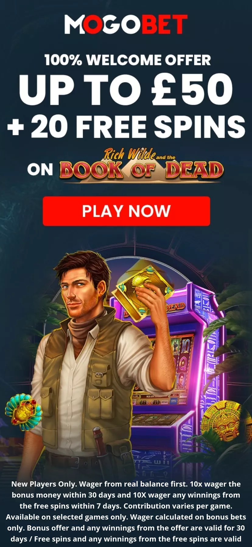 Mobile screen. MOGOBET Casino 100% up to $200 + 20 FS