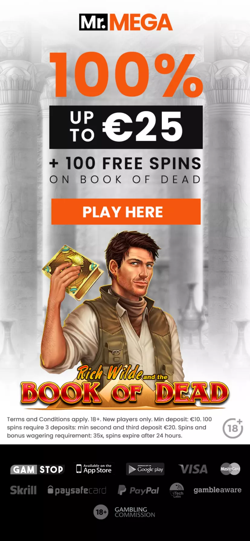 Mobile screen. MrMega 100% up to $200 + 100 FS