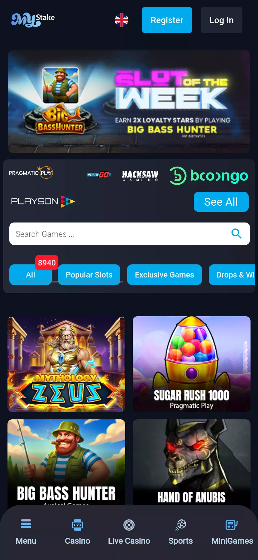 Mobile screen. Mystake Up to $1500