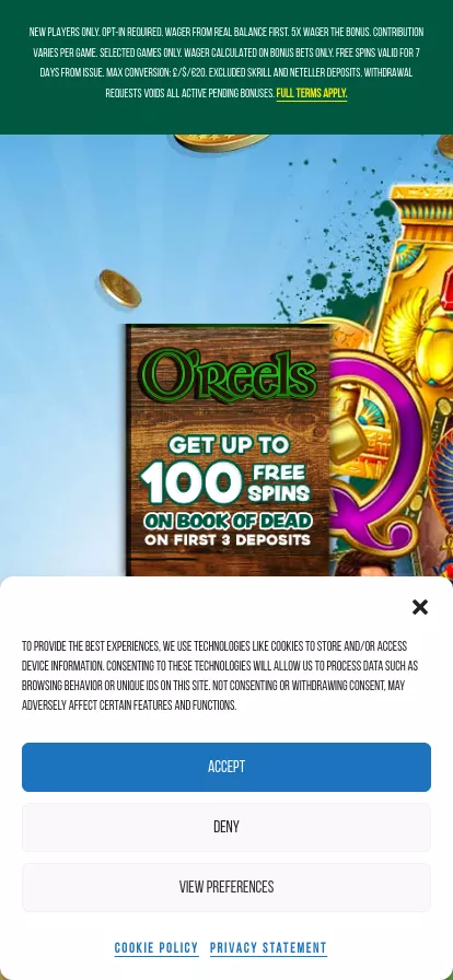 Mobile screen. O’Reels Get 100 FS