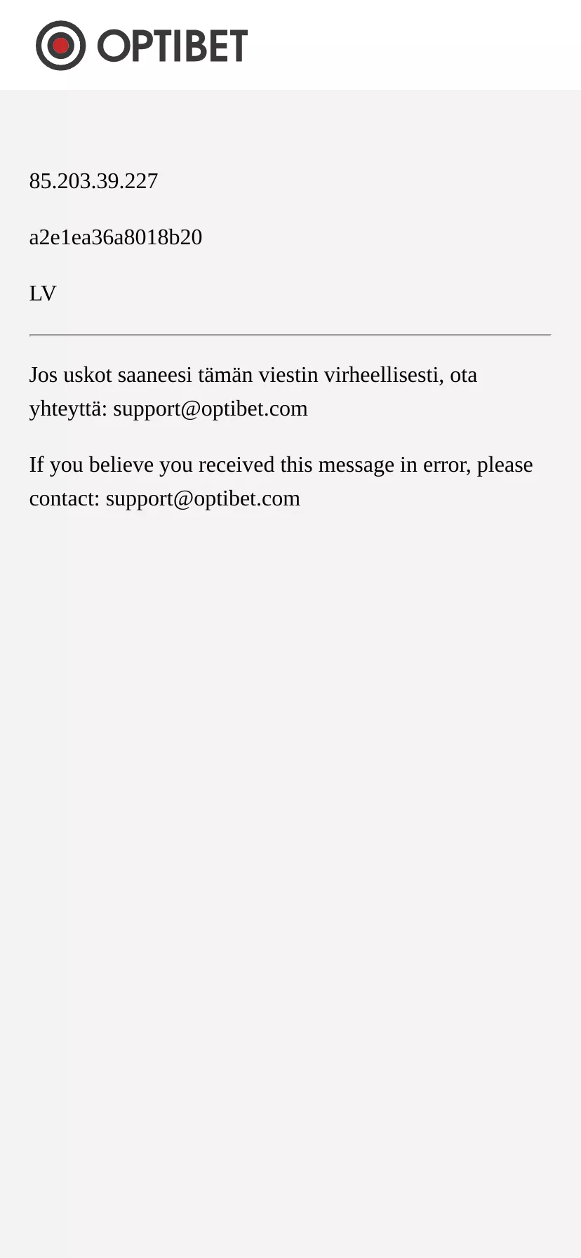 Mobile screen. Optibet Up to €100 + 100 FS