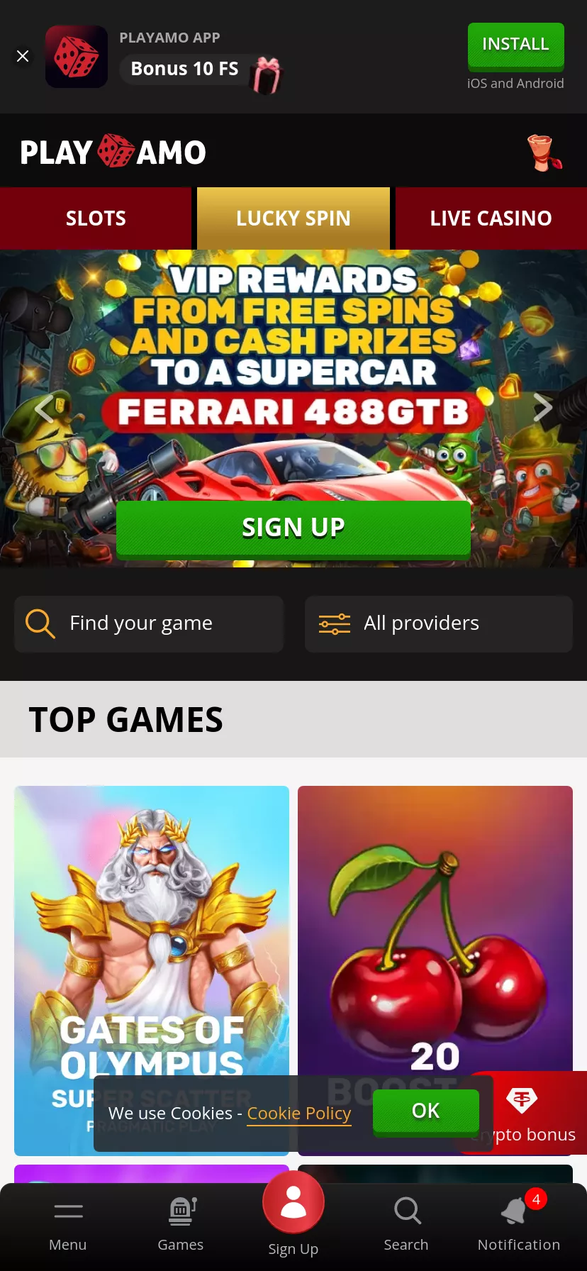Mobile screen. Play Amo 50% bis zu €2000